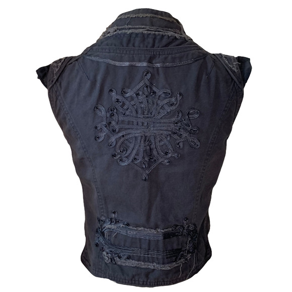 Vintage Y2K Blue Victorian Style Biker Vest - Picture 2 of 9